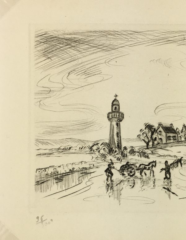 Engravings & Etchings Original Art - Salins, E. La Villéau, c.1950