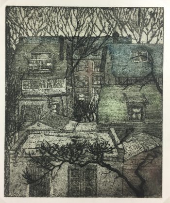 Engravings & Etchings Original Art - Les Toits, Belbium, C.1980