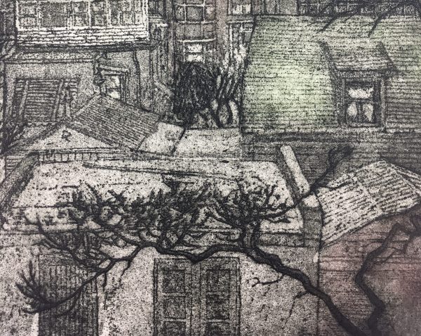 Engravings & Etchings Original Art - Les Toits, Belbium, C.1980