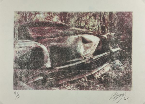 Engravings & Etchings Original Art - Photolithograph - Car Past, Signed, 2012