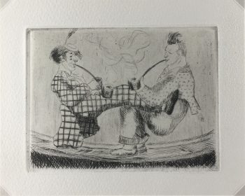 Engravings & Etchings Original Art - Modern, Puce, C.1970