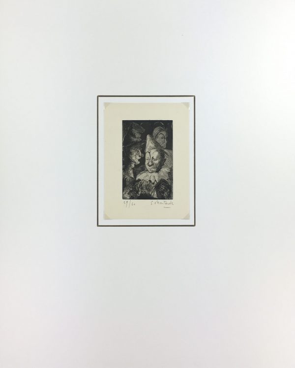 Engravings & Etchings Original Art - Clowns, S. Montarde, 1956