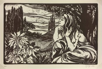 Engravings & Etchings Original Art - Le Pythonisse, Guy Duc, C.1960