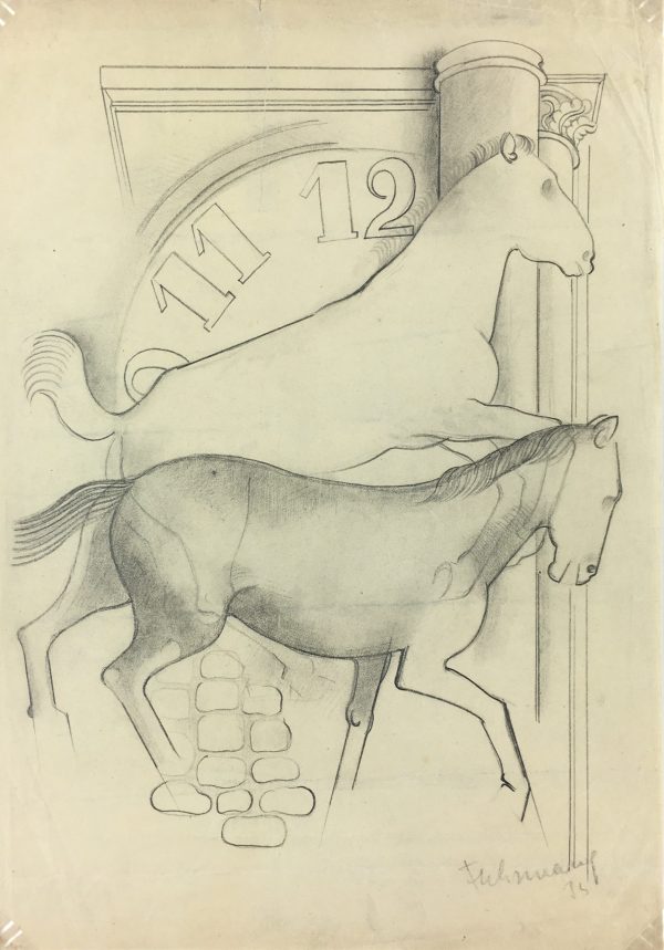 Animals Horses Original Art - Horses, Sig I.R, 1935