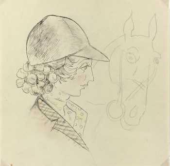 Animals Horses Original Art - Equestrian, C.1950