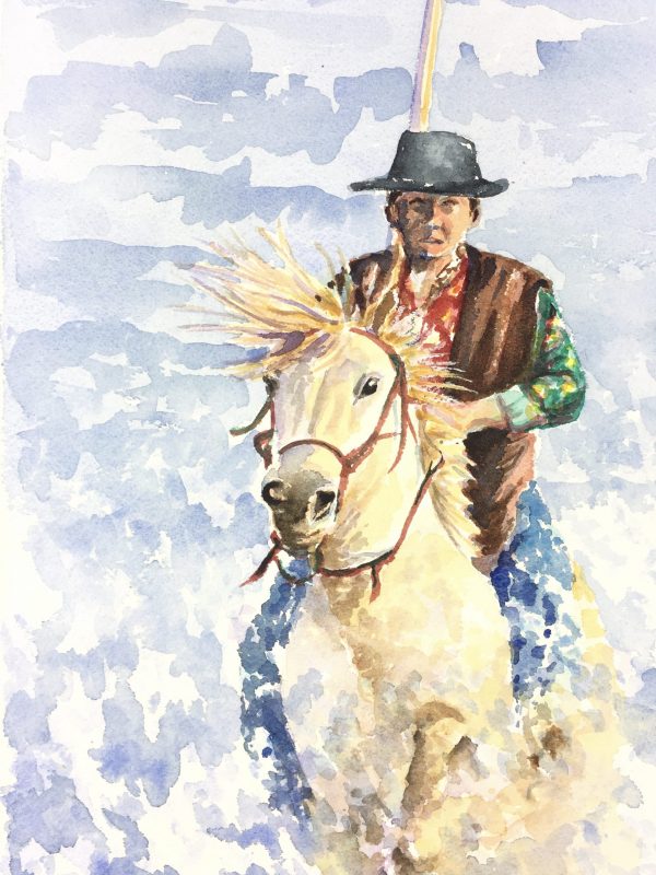 Animals Horses Original Art - Horseback, Jean Chapront, C.2000