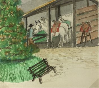 Animals Horses Original Art - Ranch, C.1950