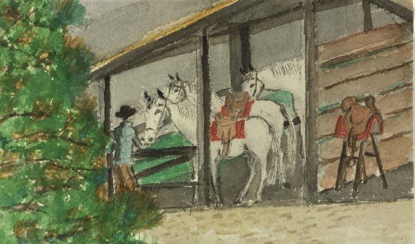 Animals Horses Original Art - Ranch, C.1950