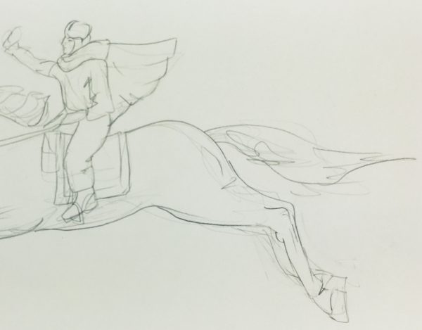 Animals Horses Original Art - Rider, C.1950