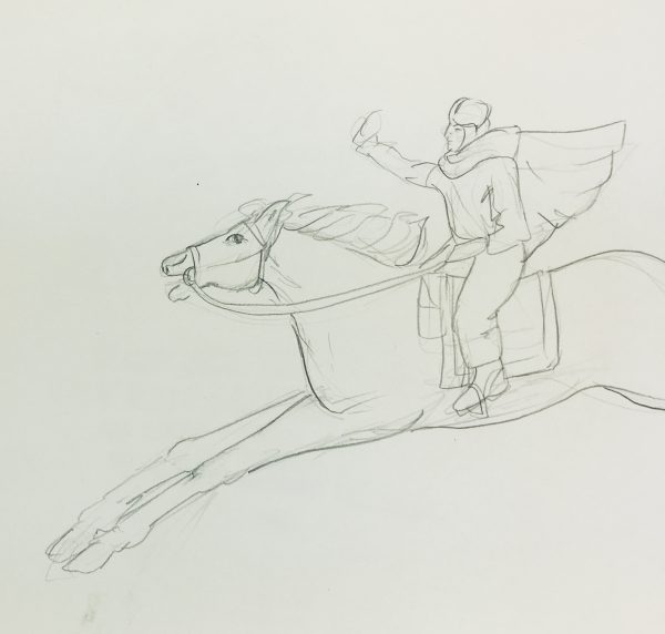 Animals Horses Original Art - Rider, C.1950