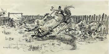 Animals Horses Original Art - Wrangling, Capurro (1913-87), 1950