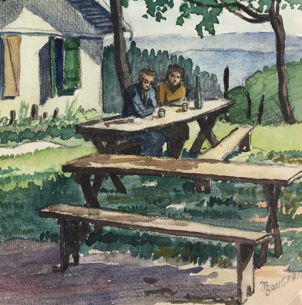 Landscapes Original Art - Roadside Restaurant, M. Bangrate, c.1950