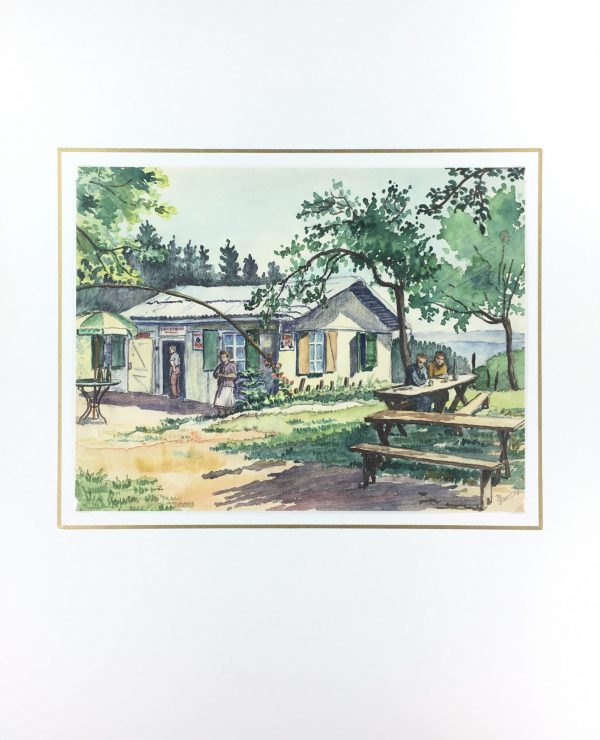 Landscapes Original Art - Roadside Restaurant, M. Bangrate, c.1950