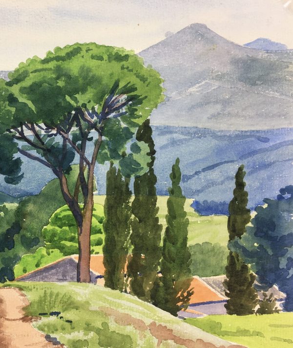 Landscapes Original Art - Water Near Path, French, c.1960