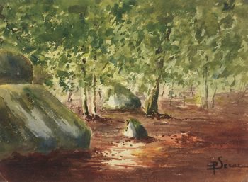 Landscapes Original Art - Forest Path, P. Serac, c.1900