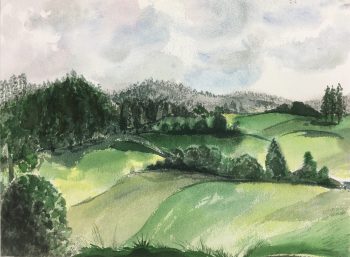 Landscapes Original Art - Watercolor - Countryside, c.1990