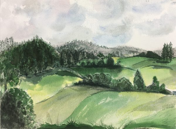 Landscapes Original Art - Watercolor - Countryside, c.1990