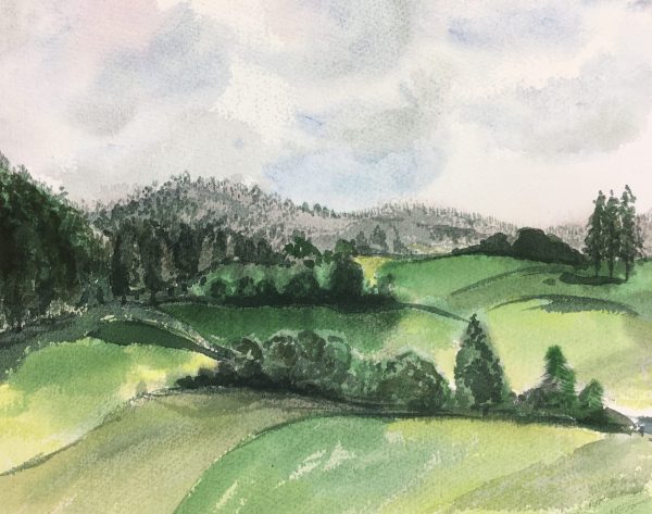 Landscapes Original Art - Watercolor - Countryside, c.1990