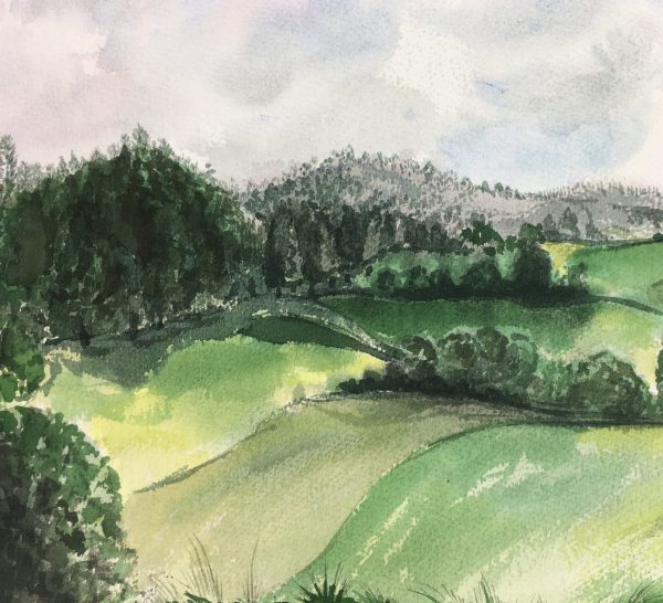 Landscapes Original Art - Watercolor - Countryside, c.1990