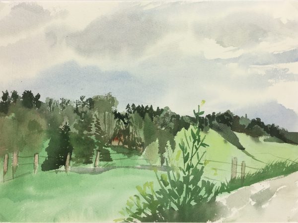 Landscapes Original Art - Watercolor - Countryside, c.1990