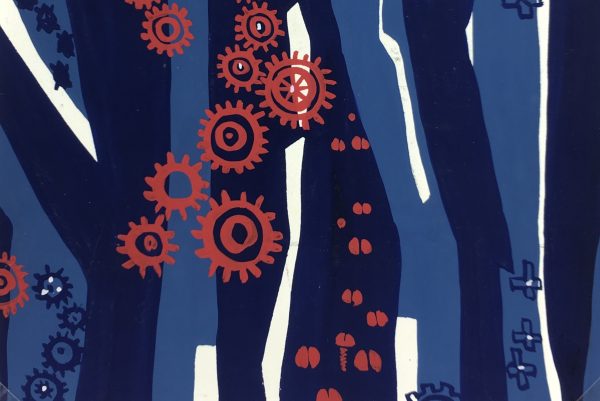 Abstract Modern Original Art - Blue Forest, French, 2000s