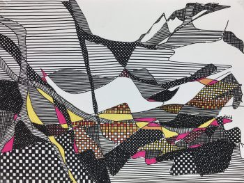Abstract Modern Original Art - Geometric Horizon, Dedd, 1980s
