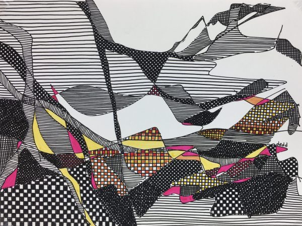 Abstract Modern Original Art - Geometric Horizon, Dedd, 1980s