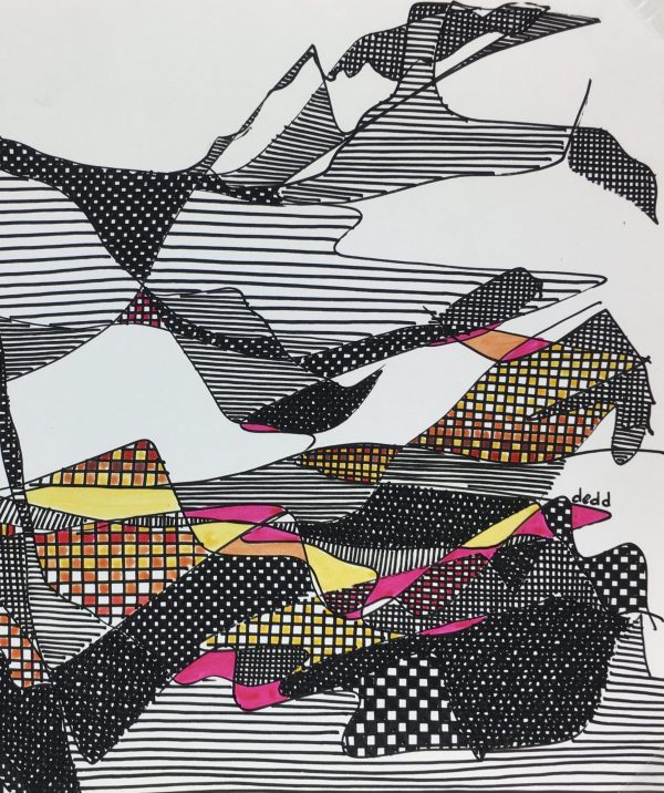 Abstract Modern Original Art - Geometric Horizon, Dedd, 1980s
