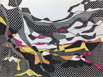 Abstract Modern Original Art - Geometric Horizon, Dedd, 1980s