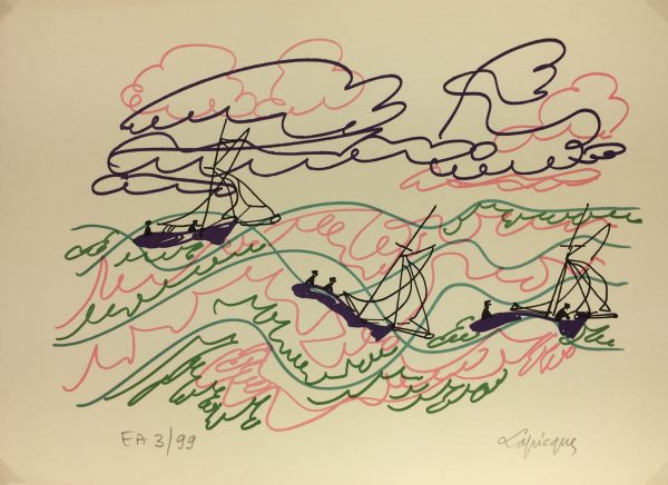 Abstract Modern Original Art - Retour de Pêche, C. Lapicque, 1969