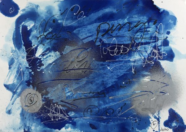 Modern Original Art - Silver Blues, F. Fortoul, 2020