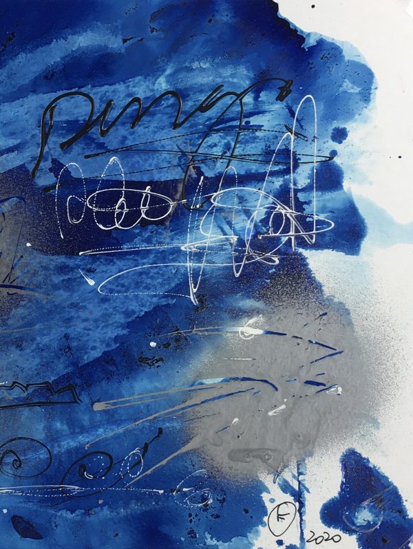 Modern Original Art - Silver Blues, F. Fortoul, 2020