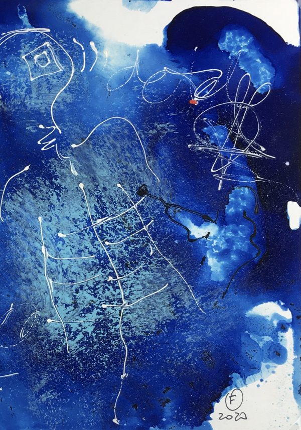 Modern Original Art - Silver Blues, F. Fortoul, 2020