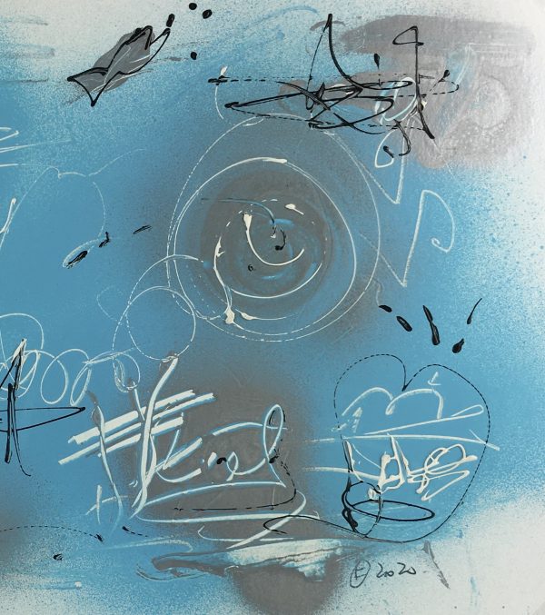 Modern Original Art - Silver Blues, F. Fortoul, 2020