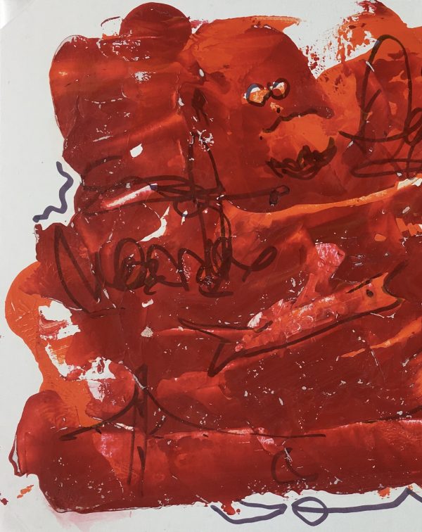 Modern Original Art - Red Abstract, F. Fortoul, 2020