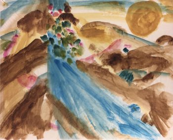 Modern Original Art - Mountain Sunrise, C.S., French, 1963