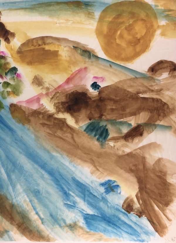 Modern Original Art - Mountain Sunrise, C.S., French, 1963