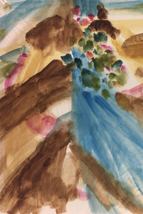 Modern Original Art - Mountain Sunrise, C.S., French, 1963