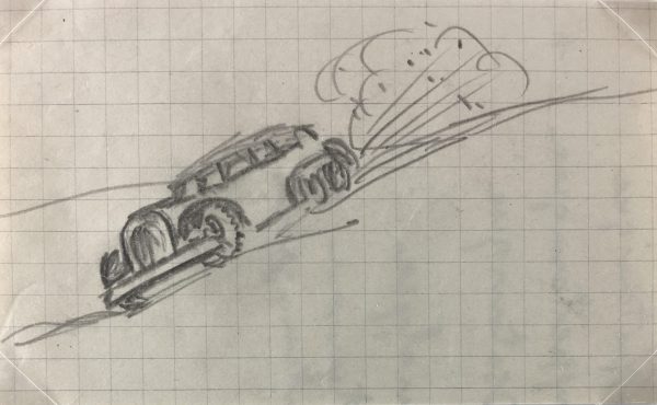 Sketches Original Art - Fast Car, Pecil, C.1930