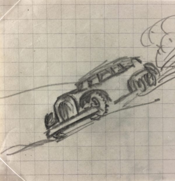 Sketches Original Art - Fast Car, Pecil, C.1930