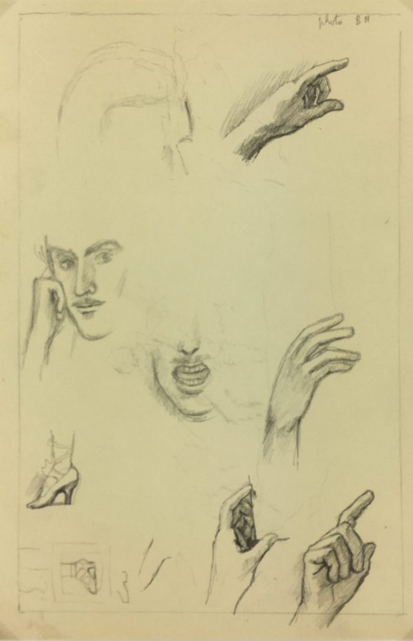 Sketches Original Art - Study Self-Portrait, Albert Vialé, C.1930