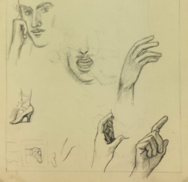 Sketches Original Art - Study Self-Portrait, Albert Vialé, C.1930