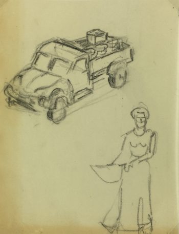 Sketches Original Art - Drawing , Werner Bell (1895-1978), C.1960
