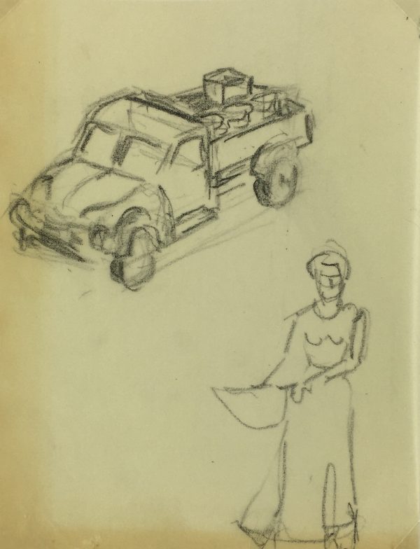 Sketches Original Art - Drawing , Werner Bell (1895-1978), C.1960