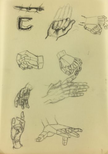 Sketches Original Art - Hand Study, Werner Bell, C.1970
