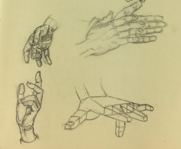 Sketches Original Art - Hand Study, Werner Bell, C.1970