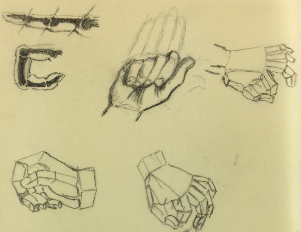 Sketches Original Art - Hand Study, Werner Bell, C.1970