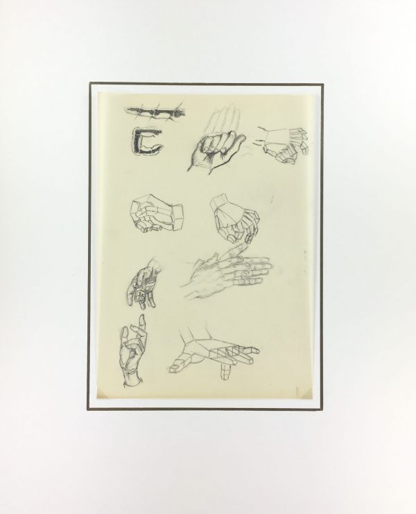 Sketches Original Art - Hand Study, Werner Bell, C.1970