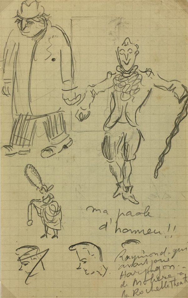 Sketches Original Art - Sketch, French Drawing, C.1950