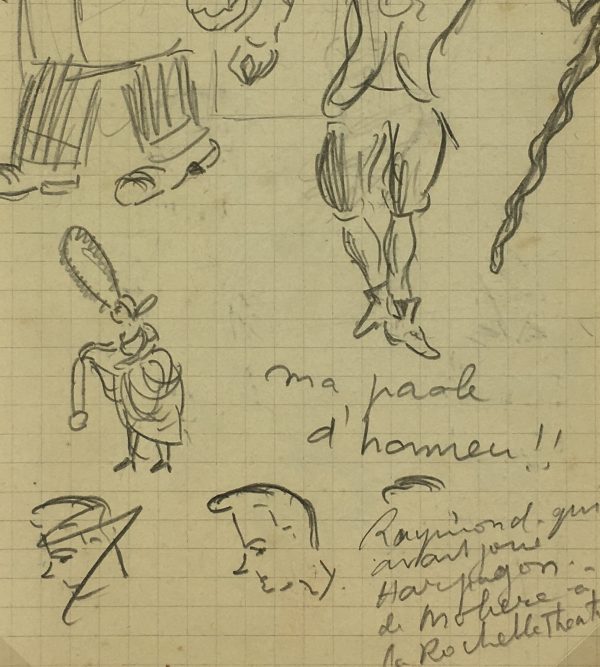 Sketches Original Art - Sketch, French Drawing, C.1950